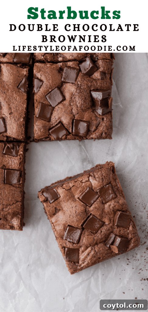 pinterest pin for the starbucks brownies recipe