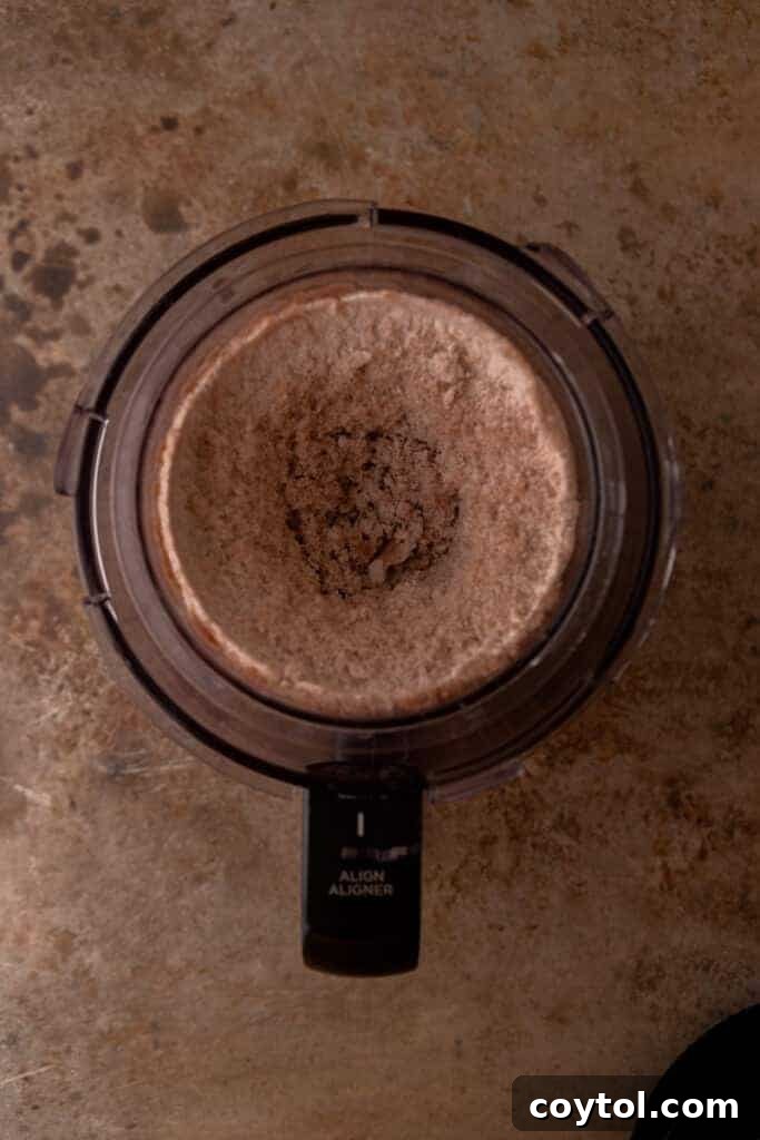 partially mixed ingredients in a blender