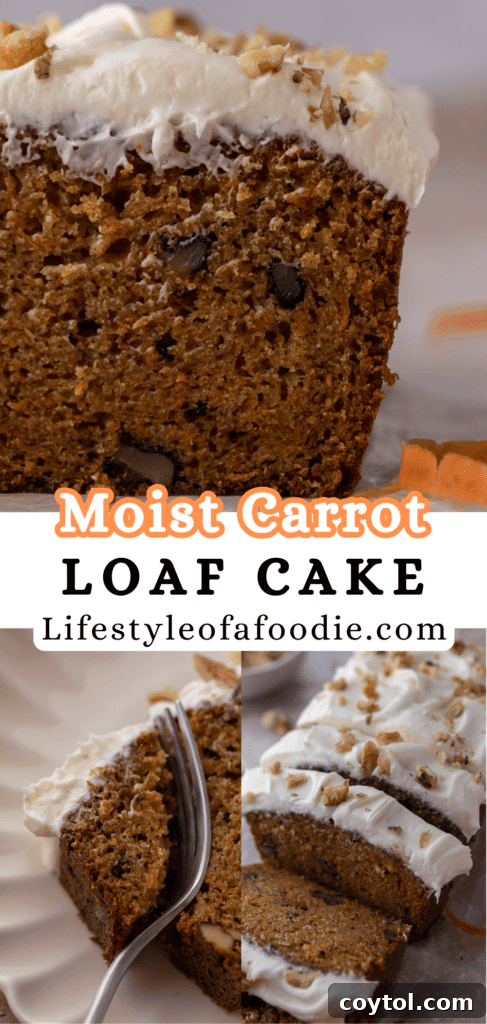 pinterest pin for the carrot cake loaf cake recipe