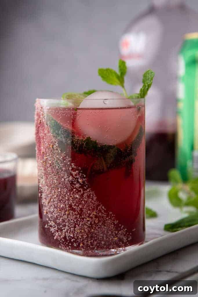 pomegranate mocktail recipe in a glass