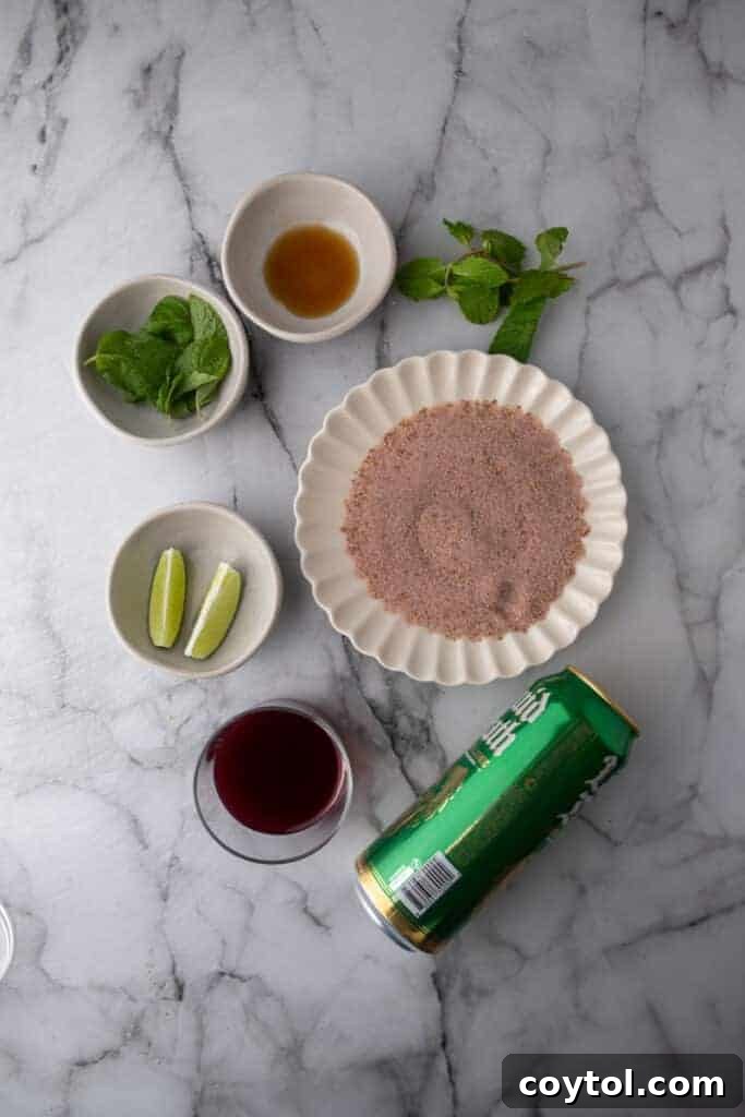 ingredients for the pomegranate mocktail recipe