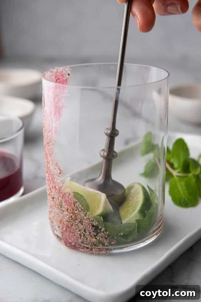 ingredients being muddled