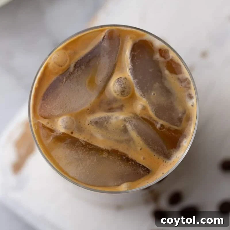 Easy Homemade Sweet Creamy Spanish Latte 2 overhead shot of the Spanish latte recipe
