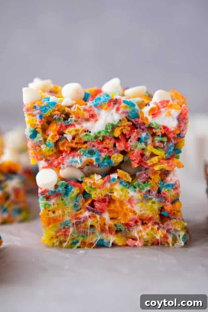 Stack of Fruity Pebbles Rice Krispies