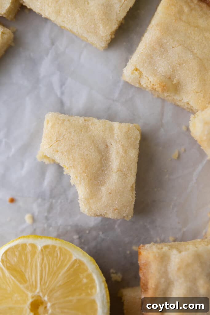 Overhead shot of lemon cookie dough in a baking pan before going into the oven