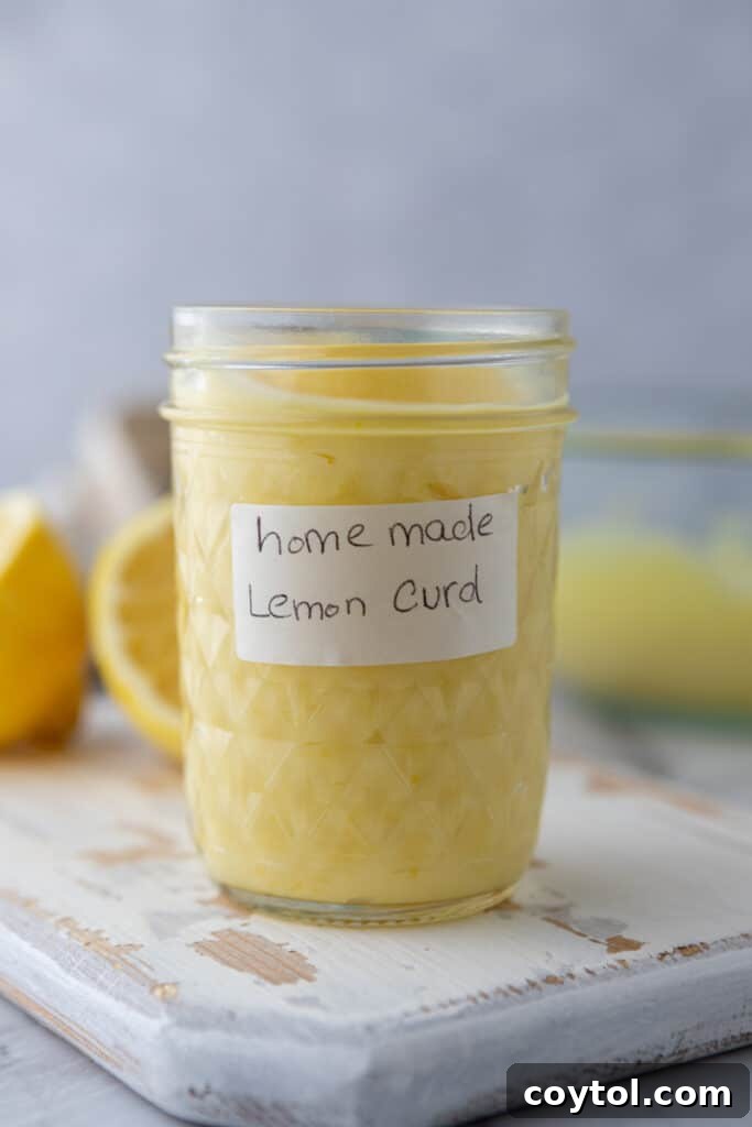 Microwave Lemon Curd: Zesty Perfection in Minutes 2 A jar of freshly made microwave lemon curd, ready to be enjoyed.