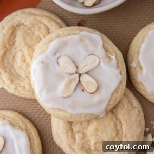 Overhead shot of soft almond sugar cookies