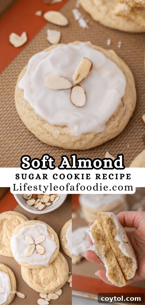 Another perspective of a stack of delicious almond sugar cookies