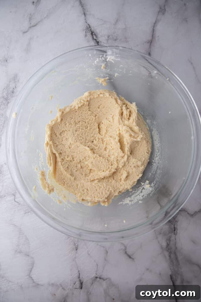 Cookie dough mixed and ready in a bowl