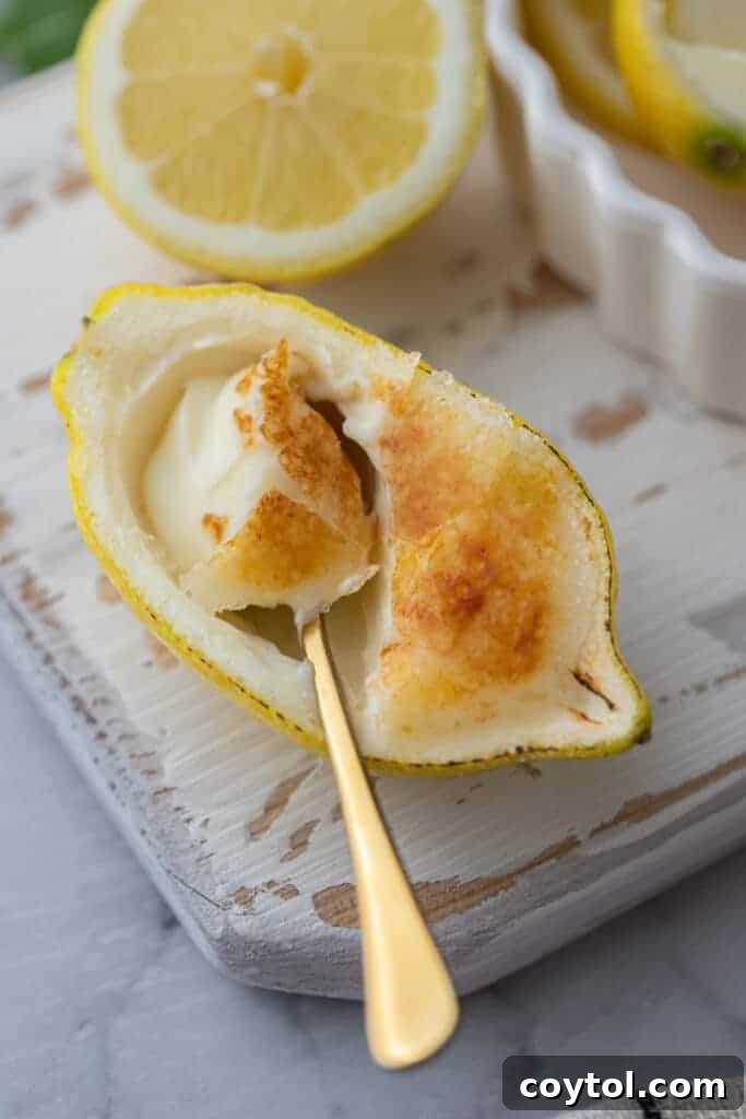 overhead shot of a spoon scooping out lemon cream