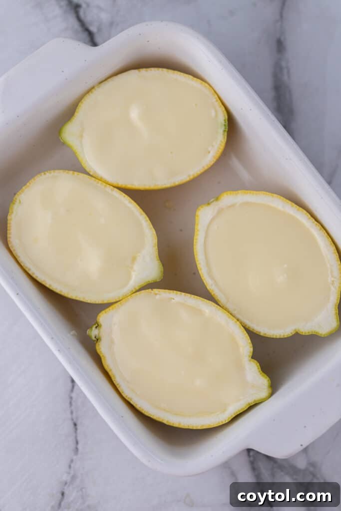 citrus shells filled with cream mixture
