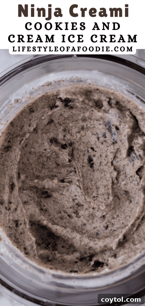 Ultimate Ninja Creami Cookies and Cream Perfection 16 pinterest pin of the Ninja Creami Cookies and Cream recipe