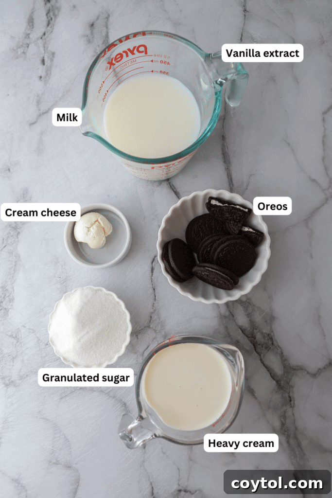 Ultimate Ninja Creami Cookies and Cream Perfection 3 Ninja Creami Cookies and Cream Recipe ingredients