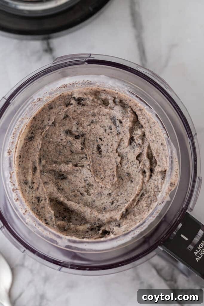 Ultimate Ninja Creami Cookies and Cream Perfection 10 oreo cookies blended in a cup