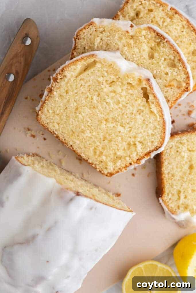 Another overhead shot showcasing the beautiful texture of the lemon cake
