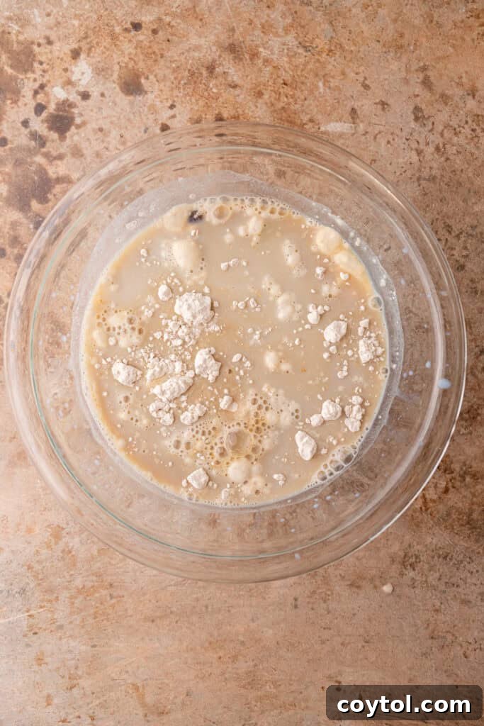 Dry ingredients for the cobbler topping mixed in a bowl