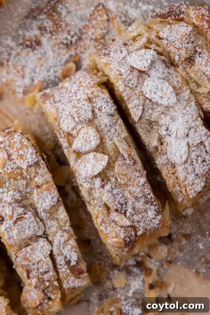 Another overhead view of the Braided Almond Croissant Danish, beautifully golden and ready to be served.