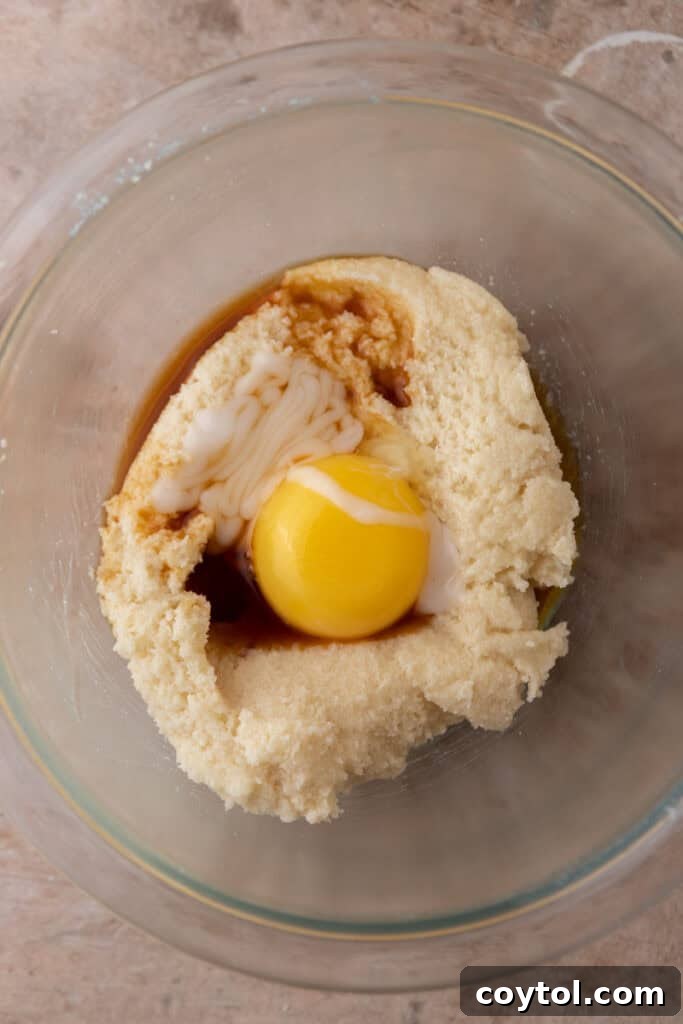 Unmixed dry ingredients for frangipane in a bowl