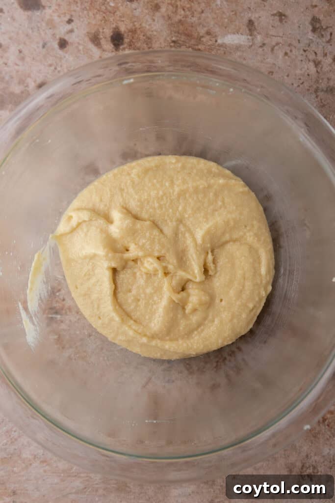 Smooth, creamy almond frangipane filling in a bowl