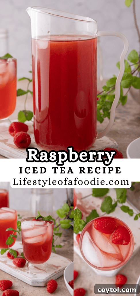 Pinterest pin graphic for Raspberry Iced Tea Recipe 1
