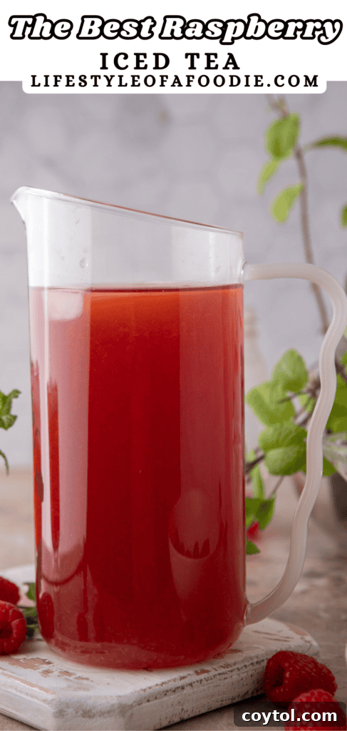 Pinterest pin graphic for Raspberry Iced Tea Recipe 2