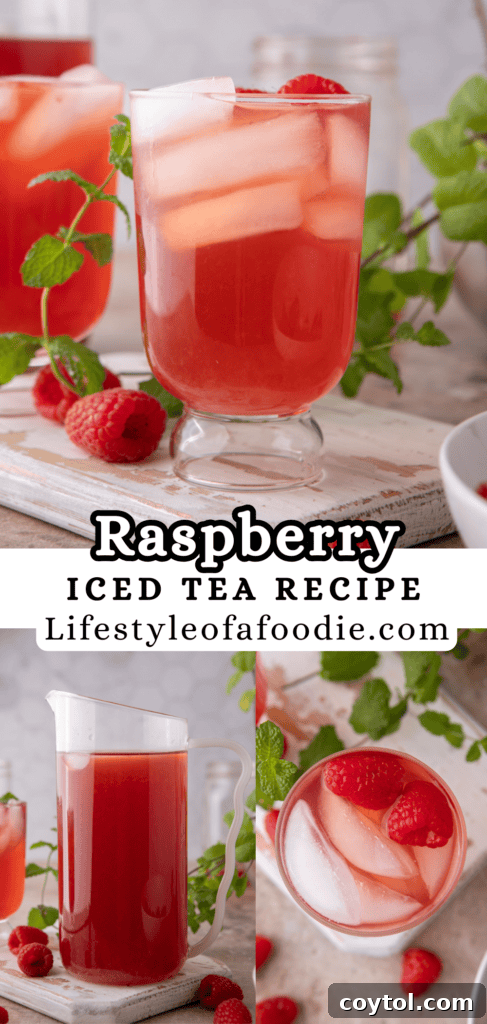 Pinterest pin graphic for Raspberry Iced Tea Recipe 3