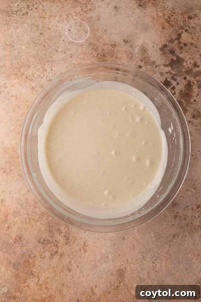 Smooth and creamy mascarpone mixture after whisking.