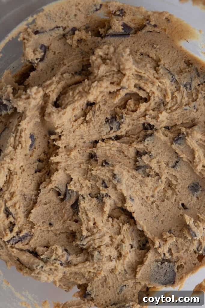 Decadent Soft Chewy Espresso Chocolate Chip Cookies 9 Cookie dough in a bowl