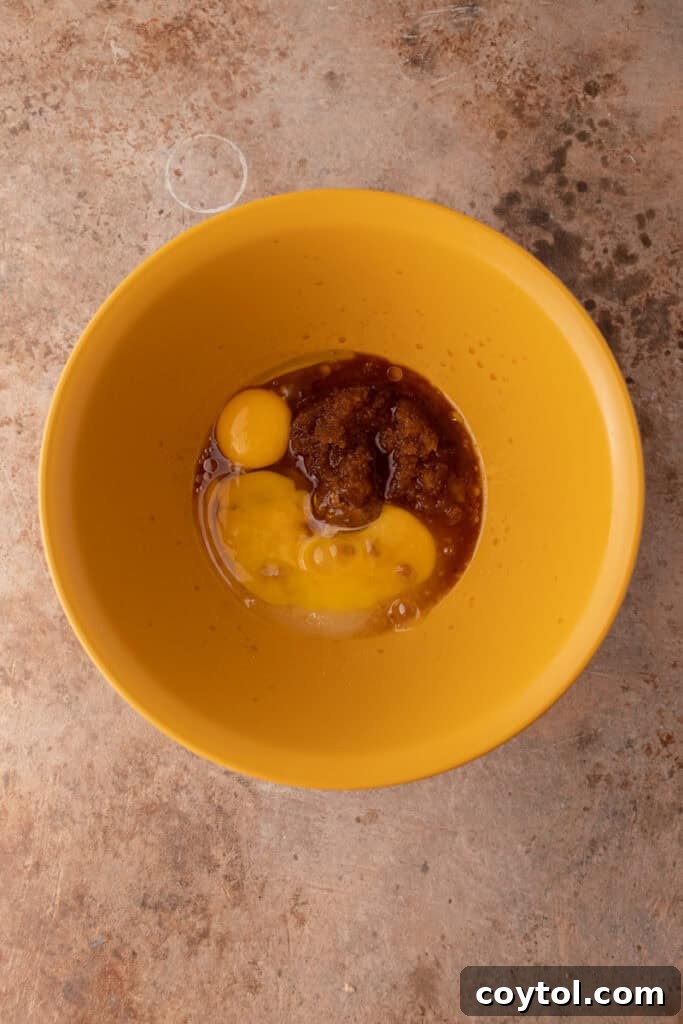 Dry ingredients in a mixing bowl before being combined.
