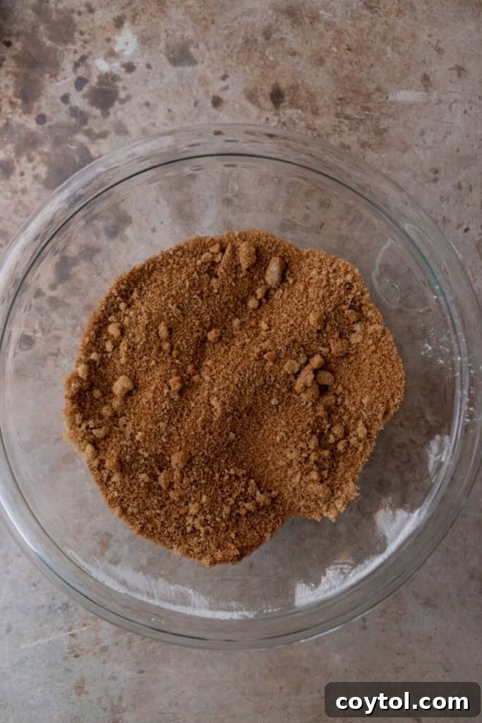 Brown sugar and ground cinnamon thoroughly mixed together in a bowl, creating the cinnamon roll filling.