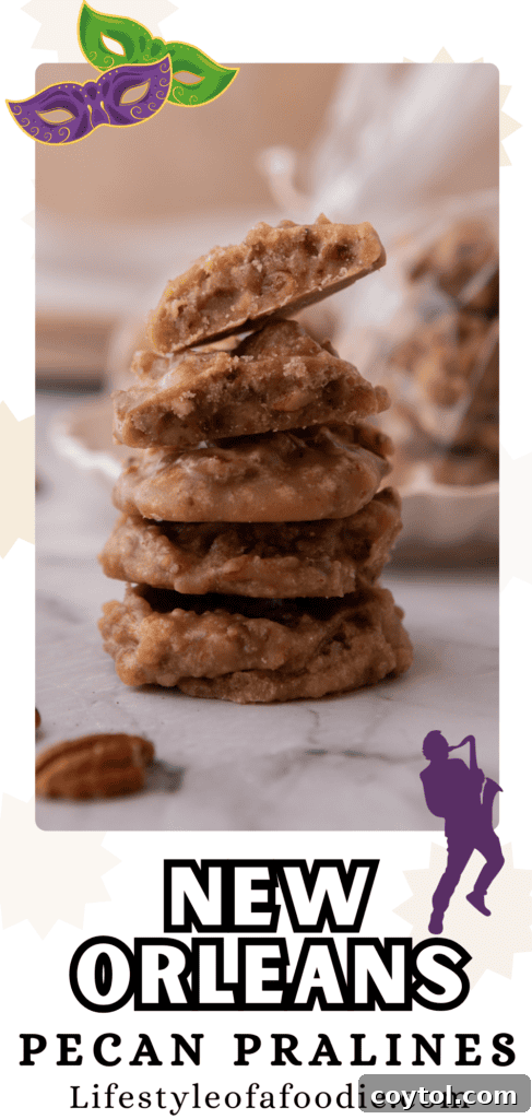 pinterest pin for the Southern Pecan Pralines Recipe
