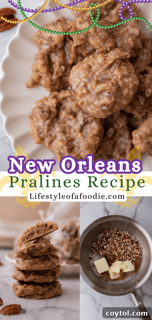 pinterest pin for the Southern Pecan Pralines Recipe