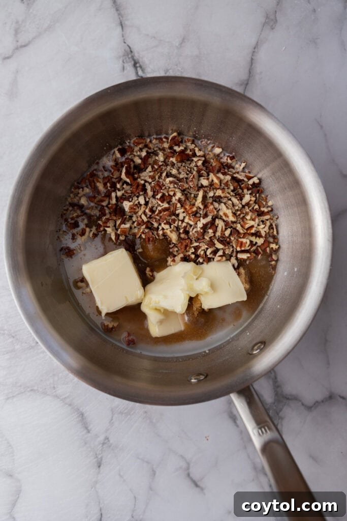 unmixed ingredients in a pot for pralines