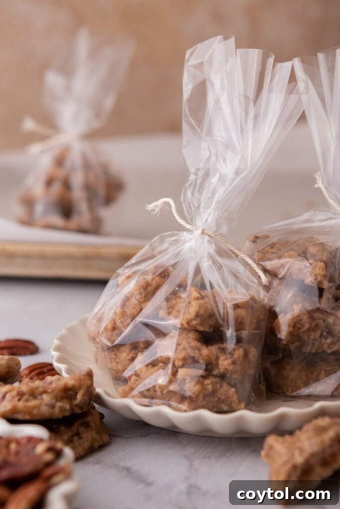 New Orleans pralines recipe wrapped up in a bag