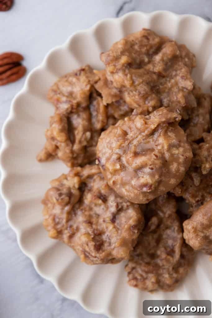 overhead shot of the New Orleans pecan pralines recipe