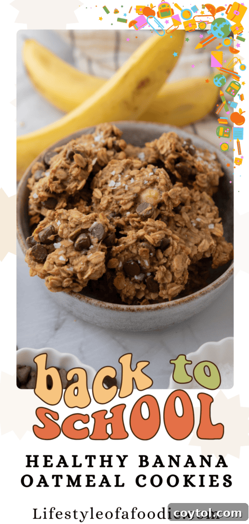 pinterest pin of the Healthy Oatmeal Banana Cookies recipe