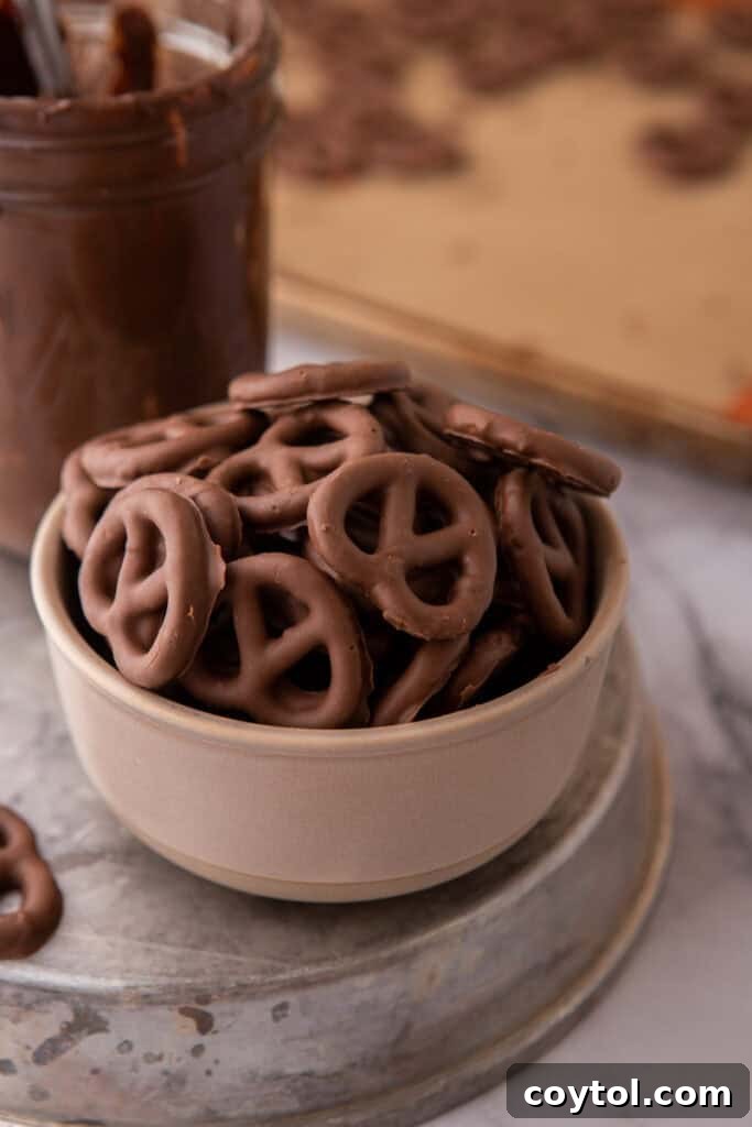 Irresistible Chocolate Pretzel Perfection 2 Chocolate covered pretzels recipe in a bowl