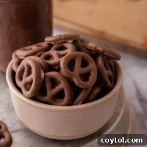 Chocolate covered pretzels recipe in a bowl