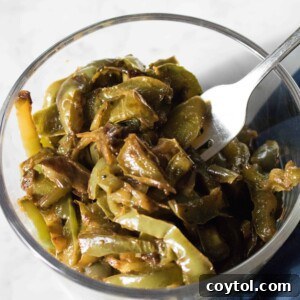 Caramelized green bell peppers
