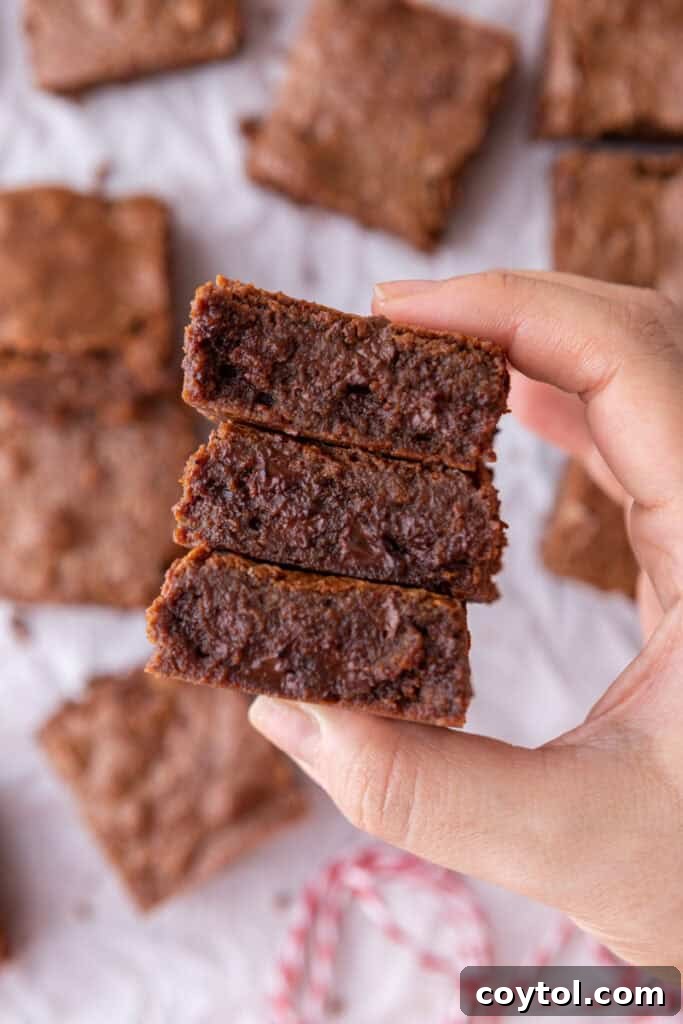 Delicious fudgy brownies made from the homemade mix, arranged on a cooling rack