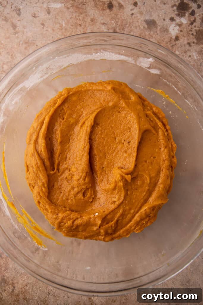 mixed ingredients in a bowl with flour