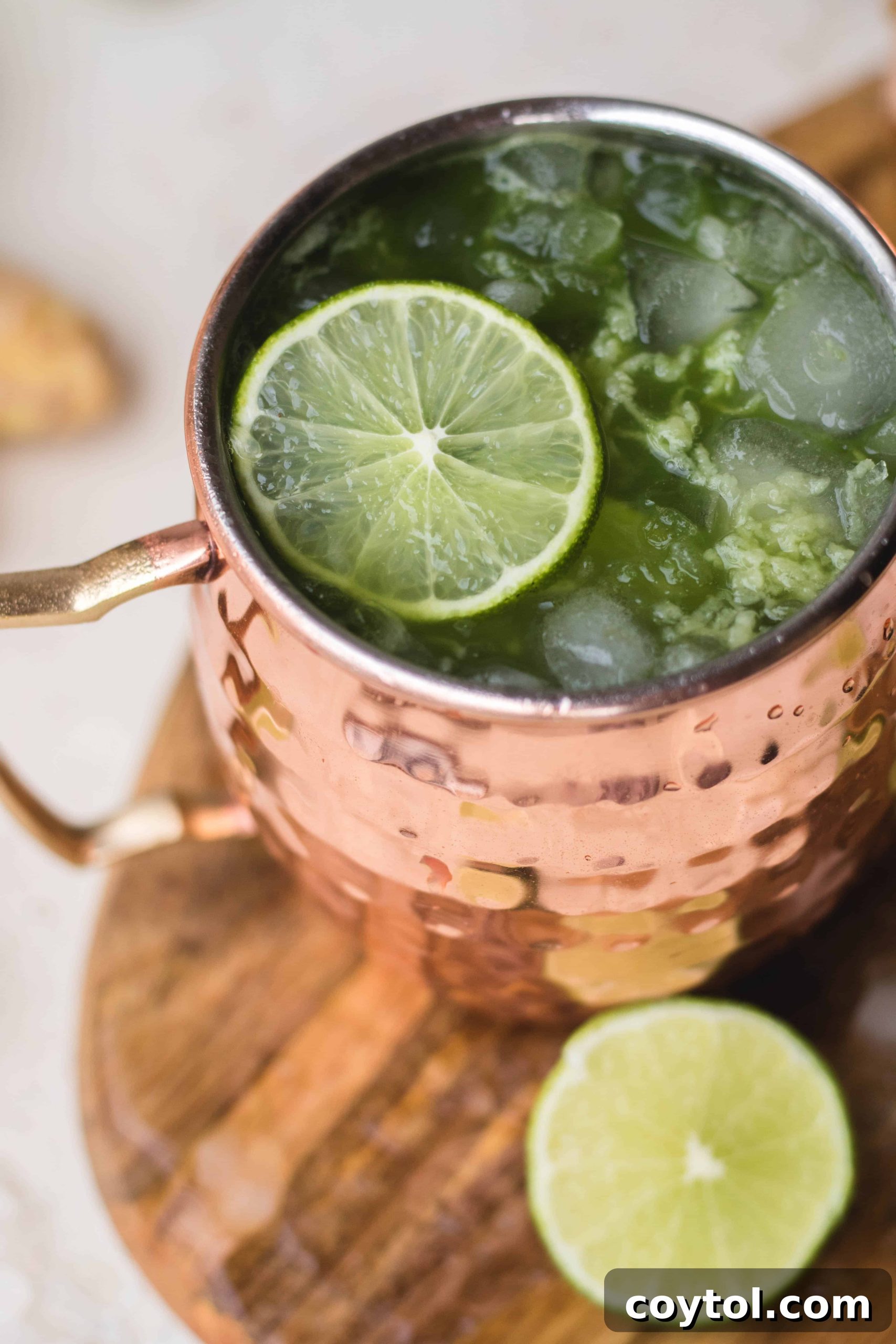 Final Virgin Matcha Moscow Mules being garnished