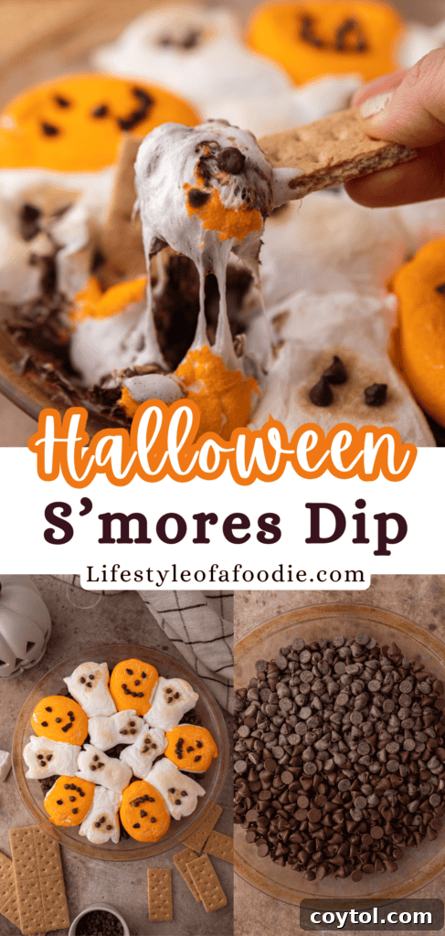 Wicked Good Halloween Smores Dip 12 Halloween S'mores dip recipe pin image
