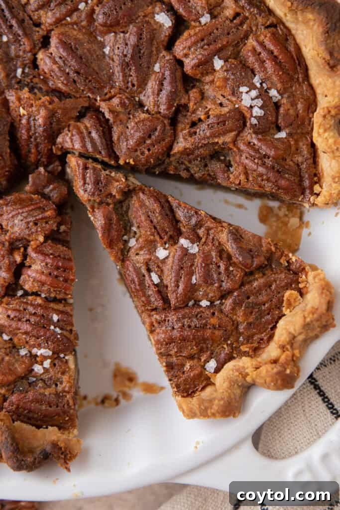 overhead shot of the maple pecan pie recipe