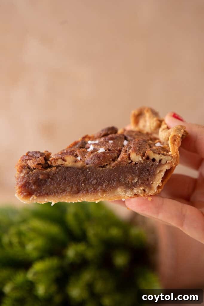 side shot of the maple pecan pie recipe