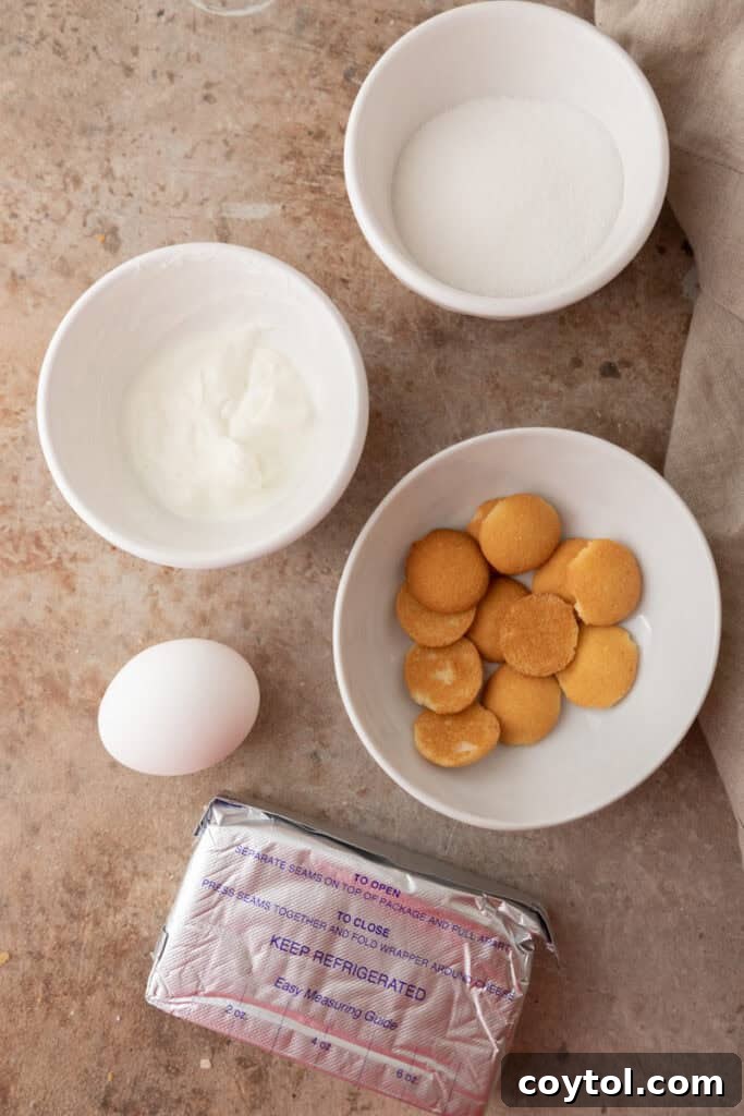Fresh ingredients laid out for making delicious mini cheesecakes with Nilla Wafers.