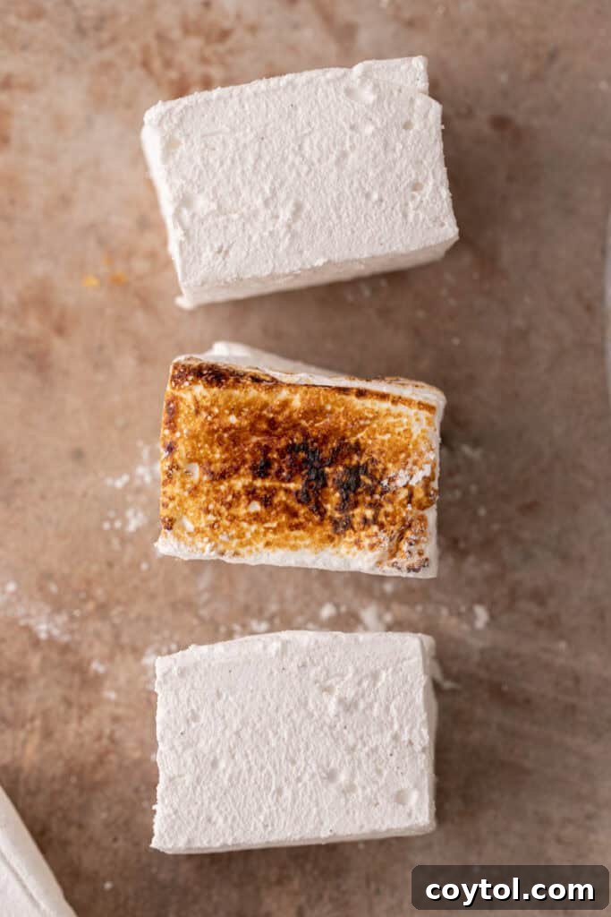 overhead shot of homemade marshmallows freshly cut