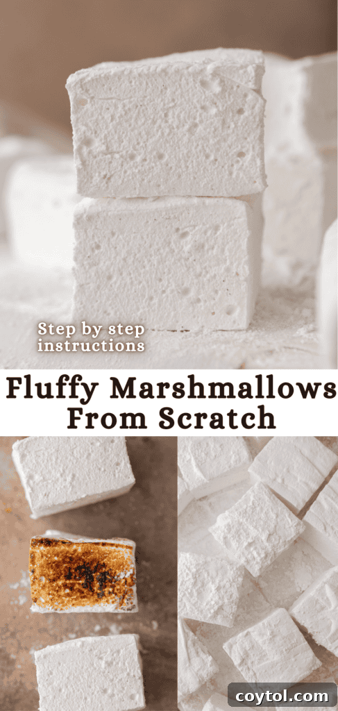 homemade marshmallows pinterest pin, showcasing the final product