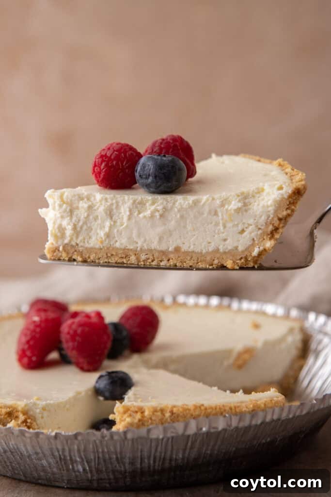 High Protein Cottage Cheese Cheesecake being scooped up