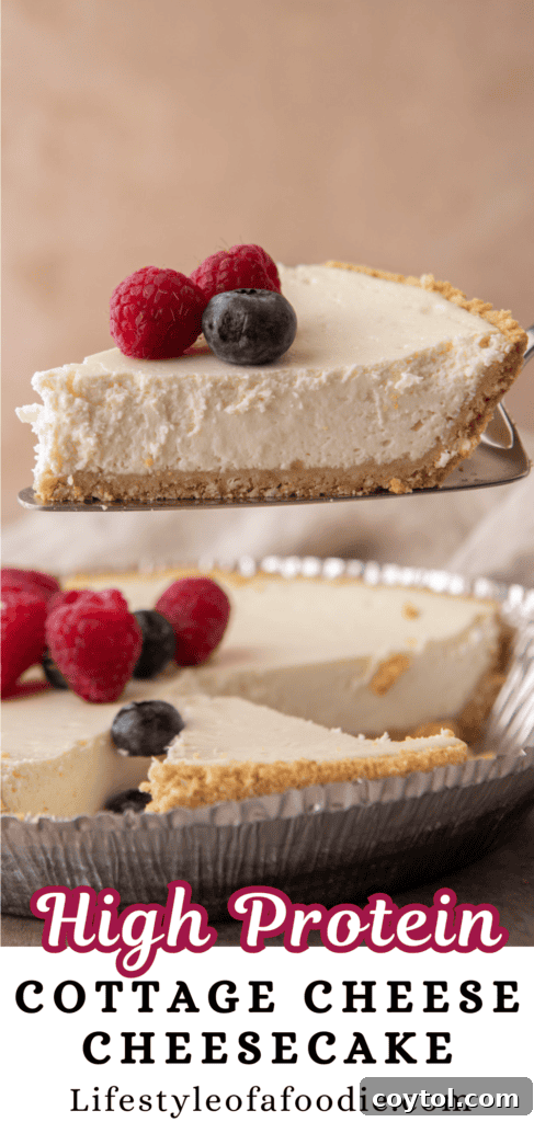 High Protein Cottage Cheese Cheesecake recipe pinterest pin